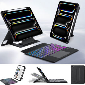 Magic Keyboard Case for iPad Air 11 Inch 2025 2024 Multi-Color Backlight Multi-Touch Trackpad Blueooth KeyboardEasy-Set Floating Cantilever Stand Pencil Holder Leather Case for iPad Pro 11 2024 2022 2021iPad 11th Gen 10th 9th 8th 7th Gen Air 54 Mini 76