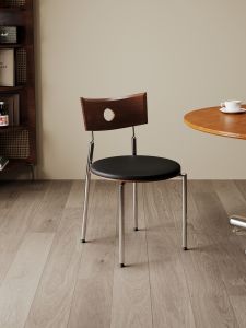 Vintage Nordic Solid Wood Dining Chair Designer Minimalist High-End Wabi-Sabi Style French Retro Chair Home Furniture