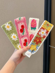 ผ้าคลุมผมปะติดปะต่อกันแบบถักสำหรับผู้หญิง ผ้าคลุมผมหน้ากากผ้าไหมดอกไม้สไตล์ฝรั่งเศส ตกแต่งผม กิ๊บติดผมแบบอเนกประสงค์