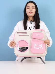 กระเป๋าแมว กระเป๋าเป้สัตว์เลี้ยง เปิดได้ 3 ด้าน พับเก็บได้ ดีไซน์สะพายหลัง พกพาสะดวก อุปกรณ์สัตว์เลี้ยง ขนาดใหญ่ จุของได้มาก ระบายอากาศดี