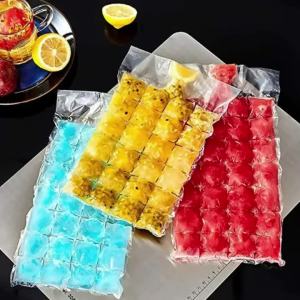 Disposable Freezer Ice Bags Compartmentalized Ice Cube Making Tear Off Freezer Bags Compact Storage Leak-Proof Seal Suitable