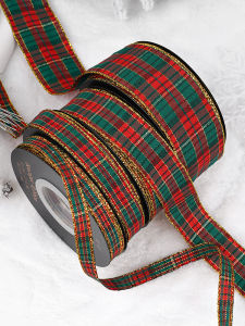 ริบบิ้นผ้าไหมลายสก็อตคริสต์มาส ตกแต่งของขวัญ กล่องของขวัญ บรรจุภัณฑ์ ริบบิ้นผ้าไหม ริบบิ้นผ้าซาติน ริบบิ้นผ้าฝ้าย