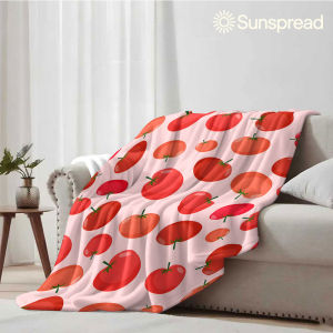 Beast Kingdom | Cartoon Tomato Print Soft Warm Flannel Blanket Lightweight Cozy Christmas Halloween Home Decor Room