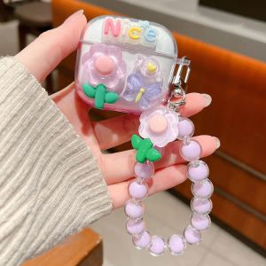 For Xiaomi Redmi Buds 6 Pro Clear Soft Case Cartoon Puppy Pendant Redmi Buds 6 Pro Transparent Cover Creative Confectionery Cute Flower Bracelet