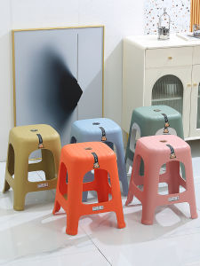 Thickened Plastic Stool for Home Use Living Room Coffee Table Stool Stackable Anti-slip Adult Dining Table Stool Small Stool High Square Stool