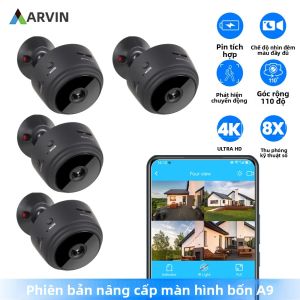Camera Wifi Mini A9 4K Mới 2023 Không Dây Tầm Nhìn Ban Đêm Hồng Ngoại Phát Hiện Chuyển Động Giám Sát An Ninh Nhà Cửa Sử Dụng Trong Nhà/Ngoài Trời Màu Trắng/Đen