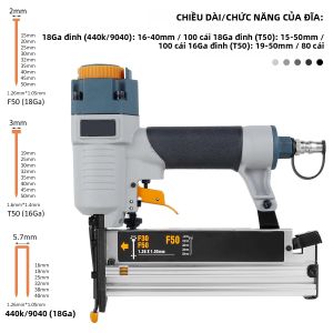 Máy Đóng Đinh Hơi Khí Nén T50 F50 440K 16Ga/18Ga Dụng Cụ Thợ Mộc Dùng Cho Chế Tác Gỗ Hàng Rào Sàn Nhà - Máy Đóng Đinh Hơi Khí Nén