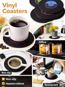 4pcs Record Coaster Water Coaster Beverage Coaster Music Party Coaster Retro Coaster Tea Cup Table Mat Coffee Cup Coaster