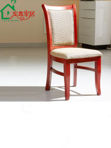 Solid Wood Dining Chair Hotel Guest Room Fabric Soft Bag Desk Chair Single Backrest Office Computer Table and Chair Combination