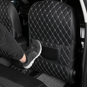 Porsche 2 Pcs Car Seat Anti-Kick Pads Waterproof Anti-Dirty Protective Leather Pads Car Interior Accessories for Carrera Gts Turbo Macan Cayenne Cayman 718 Box