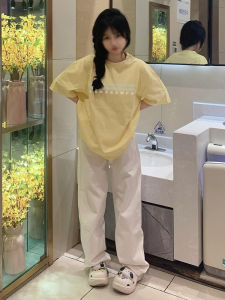 Sweet Chic Creative Letters Milk Huhoo Short Sleeve T-Shirt Female Summer Soft Girl BM Preppy Style Cotton Half Sleeve Top