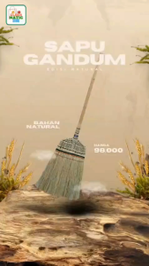 Clean Matic - Sapu Gandum dengan Gagang Bambu - Berbahan Gandum atau Shorgum