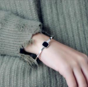 Gelang Titanium Bangle Wanita Klover Kotak Korean Style Import Quality