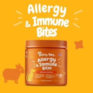 Zesty Paws Allergy & Immune Bites for Dogs Immune System - Lamb Flavor (90 Soft Chews)(EXP:09 2027)