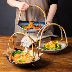 Japanese Style Ceramic Plate Sushi Restaurant Dining Utensils Vegetable Hotpot Creative Display Dish for Commercial Restaurant