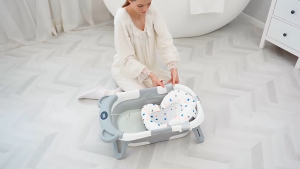 Foldable Baby Bathtub with Temperature Indicator Anti-slip Bottom Design Portable Bath Seat for Newborn