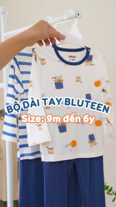 Bộ dài tay Asbaby Bluteen chất vải cotton rayon cho bé trai gái size từ 9 tháng - 6 tuổi