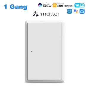 Manhot Matter WiFi Smart Wall Light Switch 1 2 3 4 Gangs with Neutral Wire Push  Physical Light Switches work with Homekit App