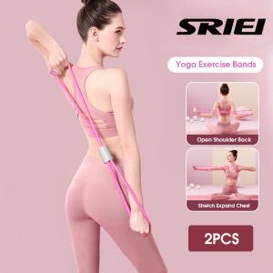 SRIEI 2PCS 8 Shape Chest Expander Yoga Fitness Rally Rope Back Training Pilates Resistance Band Fitness Rally Band