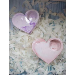 TEA LIGHT CANDLE with heart shaped candle holder 2 pcs candle and candle holder package