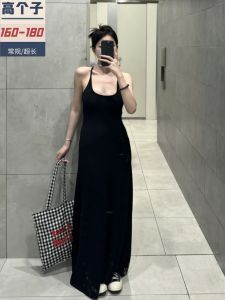 Elegant Pure Desire Long Strapless Dress Womens High Waist Black Sleeveless Long Dress for Tall Women Autumn Commute Style