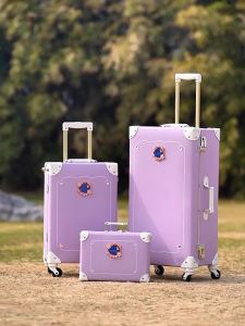 Urecity Stylish Suitcase Set Vintage Travel Bag Rolling Luggage For Women 12 "20" 26" PU Leather Handmade Retro Suitcase With Handbag