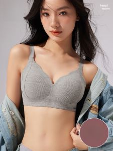 Miiow | Wireless Bare Sensation Womens Underwear Soft Support No Trace Anti-Sagging Gathered V-Neck Full Cup Cat Person Bra