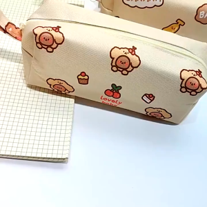Cartoon Bear Pencil Case Cartoon Bear Cute Pencil Box Student Stationery Bag Large Capacity
