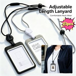 ID Accessories with Lanyard Badge Holder Transparent Adjustable Identification Card Holder Portable Cardholder