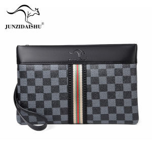 กระเป๋าถือผู้ชายธุรกิจจิงโจ้2024สำหรับเด็กผู้ชายกระเป๋าโทรศัพท์มือถือกระเป๋าเหรียญแฟชั่นคลัทซ์คลัทซ์กระเป๋าลำลองลายสก๊อตสีดำสำหรับวัยรุ่น