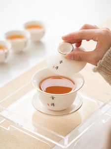 Dehua Trắng Sứ Đơn Nắp Bát Trà Gốm Brewing器 Sử Dụng Tại Nhà Gongfu Sancai Trà Bát Phong Cách Truyền Thống Trung Hoa