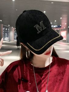 หมวกเบสบอลสไตล์เกาหลีสำหรับผู้หญิง หมวกกันแดดแบบลำลอง ฤดูใบไม้ผลิ ฤดูใบไม้ร่วง ฤดูหนาว หมวกกันแดดแบบมีตัวอักษรและเพชร หมวกทรงกลม หมวกทรงปากเป็ด