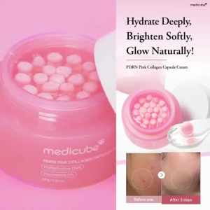 Medicube PDRN Pink Collagen Capsule Cream Pop & Blend PDRN Glow Facial Cream Boost Skin Elasticity Improve Dull Skin Hydrating Firming Face Moisturizer