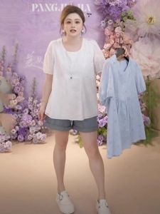 plus Size Womens Shirt Embroidered Hollow out Flower Short Sleeve Summer Slimming Top Unique Design Casual Loose Polyester