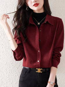 Unique September Ink Road Womens Fashionable Delicate Shirt Autumn Winter New Style Long Sleeve Polo Collar Single Button Closure
