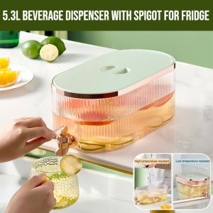 5.3l Beverage Dispenser With Spigot For Fridge Fridge Water Dispenser Parties Home Daily Use Fridge Large Capacity Iced Beverage