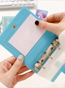 Binder đựng card Black Pink  3 lỗ có thể tháo rời đựng bảo vệ lưu trữ 40 ngăn thẻ lomo card trong suốt mini 3 inch