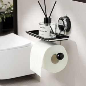 Bathroom Wall-Mounted Suction Cup Toilet Paper Holder 2024 New Design Tissue Box Storage Rack Household Cleaning Tools