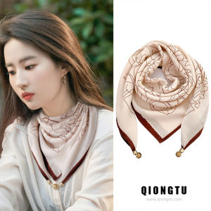 Womens Silk Scarf 2025 New Necktie Versatile Cervical Protection High-End Magnet Buckle Cotton Linen Small Scarf Spring Summer
