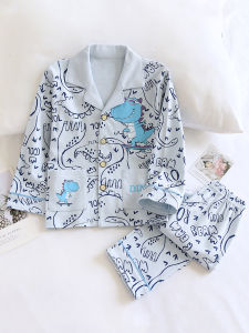Designer Childrens Antibacterial Cotton Pajamas Long Sleeve Cartoon Home Clothes for Boys Baby Breathable Warm Comfortable