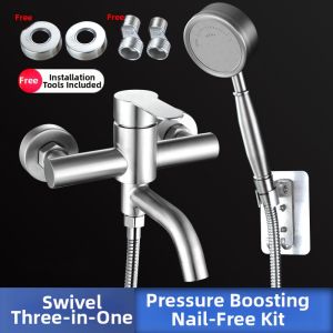 Hot and Cold Shower Faucet Set Stainless Steel Hidden Installation