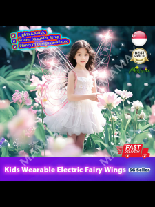 【SG Ready Stock】Kids Wearable Electric Fairy Wings With Lights & Music★Butterfly Flapping Wings✅Princess/Halloween Costume✅Elf/Butterfly/Angel Wings✅