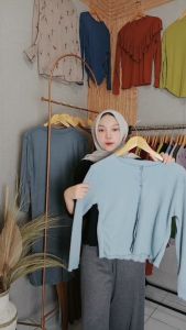 Cardigan Crop Wafer Style Korea / CARDIGAN WAFLE POLOS