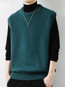 HENGYUANXIANG | Hengyuanxiang Mens Knitted Sweater Casual Loose Base Layer Shirt Fashionable City Style Winter Season Round Neck Vest