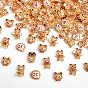 20Pcs Cute Cartoon Resin Nail Charms Shiny Mini Bear 3D Flatback Nail Jewelry Parts DIY Manicure Nail Art Decoration Accessories