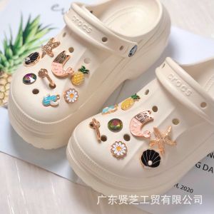 16Pcs Crocs Jibbitz Charms Beach Style Sea Star Shell Tail Cat Detachable Shoe Buckle Decoration for Crocs