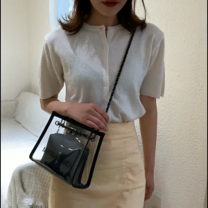 EchoBliss กระเป๋าสะพายข้างสไตล์เกาหลีรุ่นใหม่แฟชั่นกระเป๋าสะพายข้างโซ่ใส