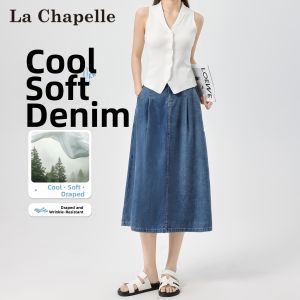 La Chapelle | Lycell Denim Skirt for Women Summer Mid-Length A-line High Waist Style