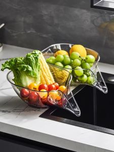 Multi-Functional Drain Basket Rice Washing Sieve Fruit And Vegetable Storage Basket Kitchen Drain Basin Leaf Cleaning Basin