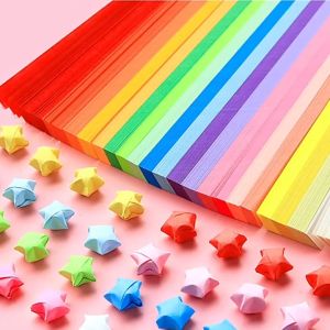 540pcs Lucky Star Origami Double Sided Colorful Lucky Star Decoration Folding Paper Strips DIY Crafts Gift Candy Colors